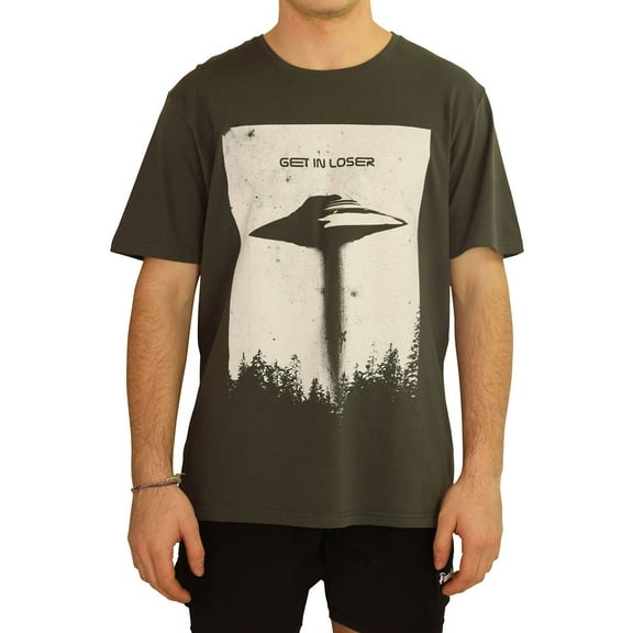 Elevenparis Mens Get In Loser Graphic T-Shirt, Grey, Large