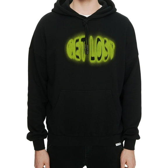 Elevenparis Mens Get Lost Hoodie Sweatshirt, Black, XX-Large