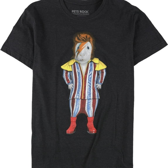 Elevenparis Mens Glam Rock Guinea Pig Graphic T-Shirt, Black, Small