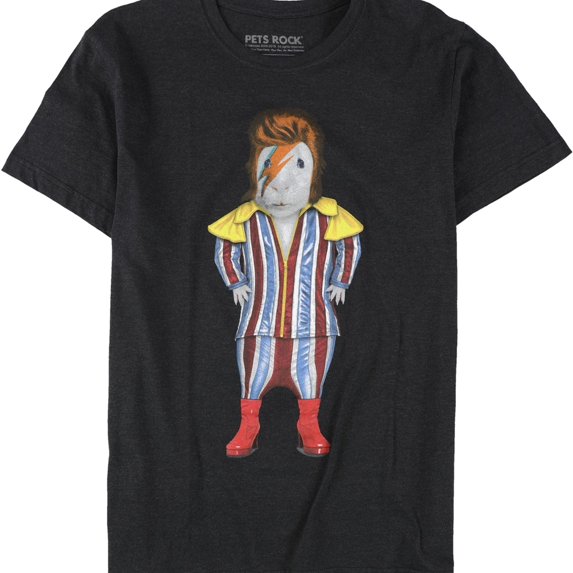Elevenparis Mens Glam Rock Guinea Pig Graphic T-Shirt, Black, XX-Large