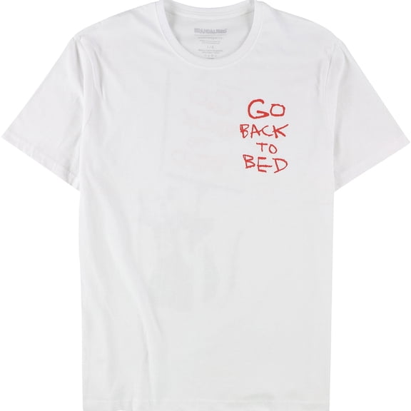 Elevenparis Mens Go Back To Bed Graphic T-Shirt, White, Large