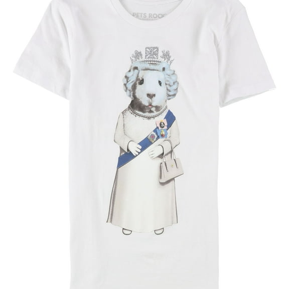 Elevenparis Mens HRH Guinea Pig Graphic T-Shirt, White, Medium