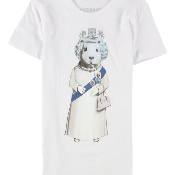 Elevenparis Mens HRH Guinea Pig Graphic T-Shirt, White, Medium