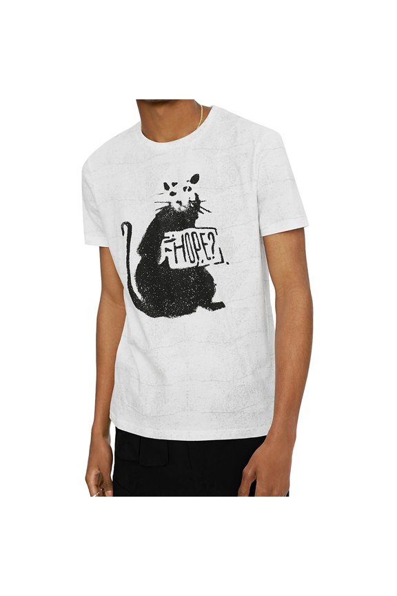 Elevenparis Mens Hope Graphic T-Shirt, White, Large