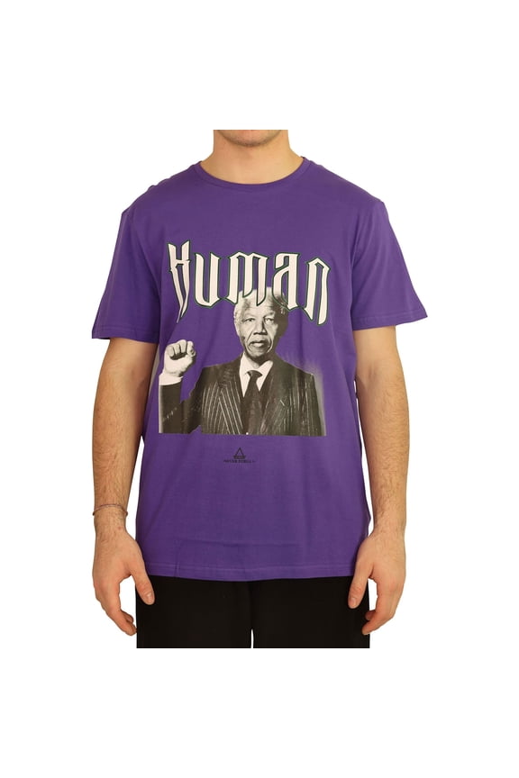 Elevenparis Mens Human Graphic T-Shirt, Purple, Large