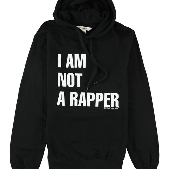 Elevenparis Mens I Am Not A Rapper Hoodie Sweatshirt, Black, Large