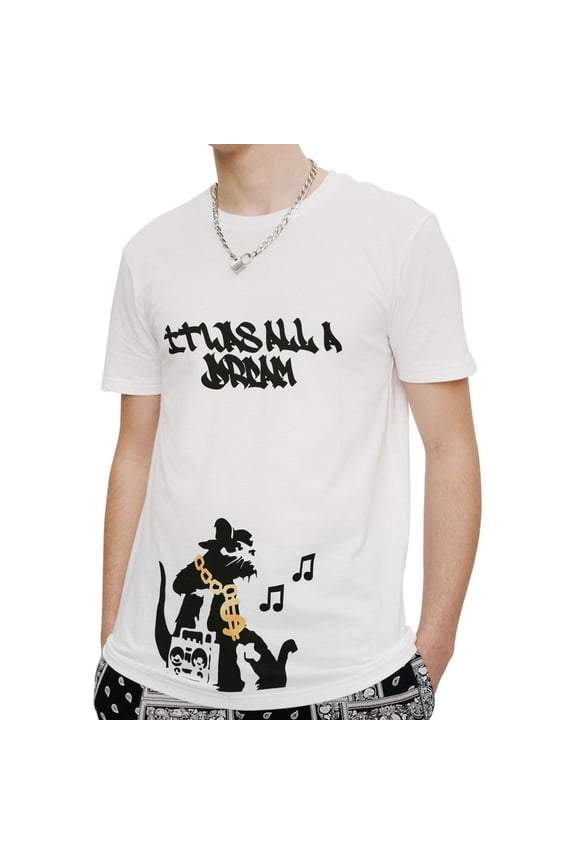 Elevenparis Mens It Was All A Joke Graphic T-Shirt, White, Small