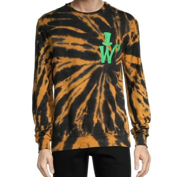 Elevenparis Mens Knit Tie Dye Pullover Sweatshirt, Black, Medium