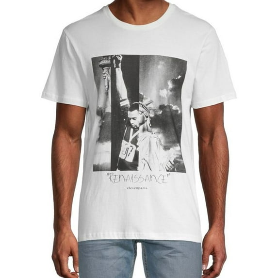 Elevenparis Mens Liberte Graphic T-Shirt, White, Large