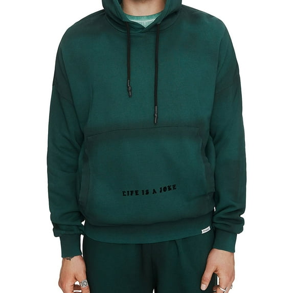 Elevenparis Mens Life Is A Joke Hoodie Sweatshirt, Green, Large
