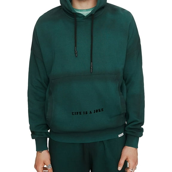 Elevenparis Mens Life Is A Joke Hoodie Sweatshirt, Green, Large