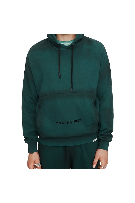 Elevenparis Mens Life Is A Joke Hoodie Sweatshirt, Green, Medium