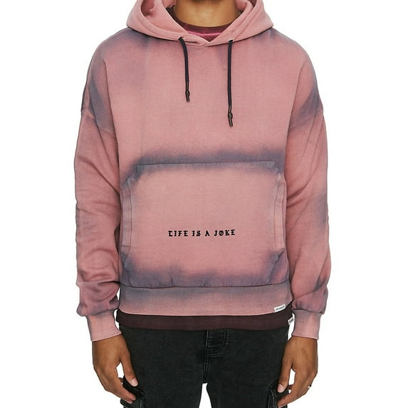 Elevenparis Mens Life Is A Joke Hoodie Sweatshirt, Pink, Small