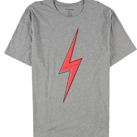 Elevenparis Mens Lightning Bolt Graphic T-Shirt, Grey, XX-Large