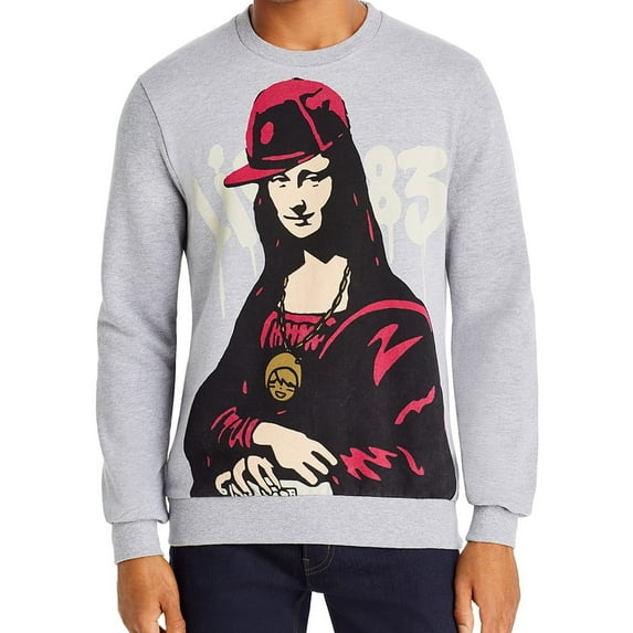 Elevenparis Mens Lisaffiti Sweatshirt, Grey, X-Large