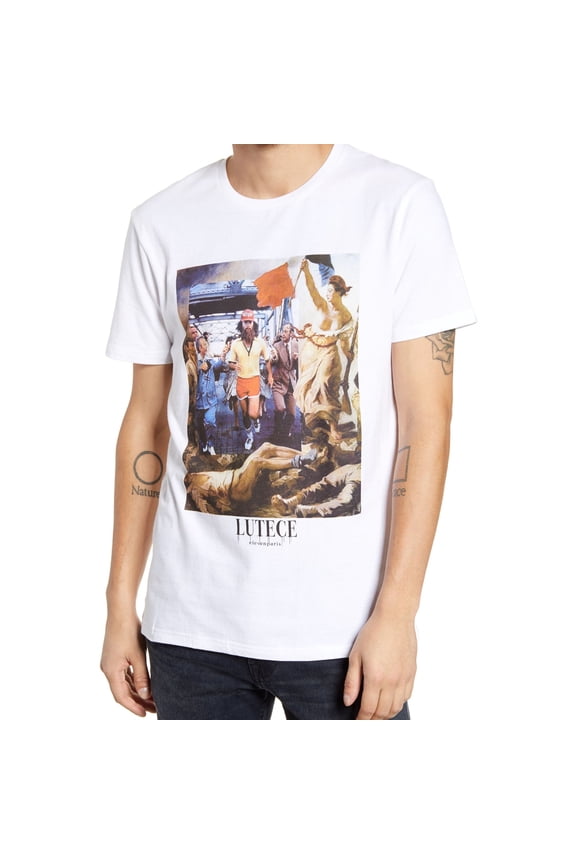 Elevenparis Mens Lutece Graphic T-Shirt, White, Medium