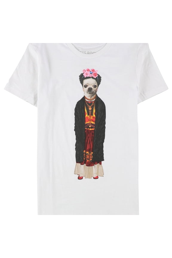 Elevenparis Mens Mexico Dog Graphic T-Shirt, White, Large