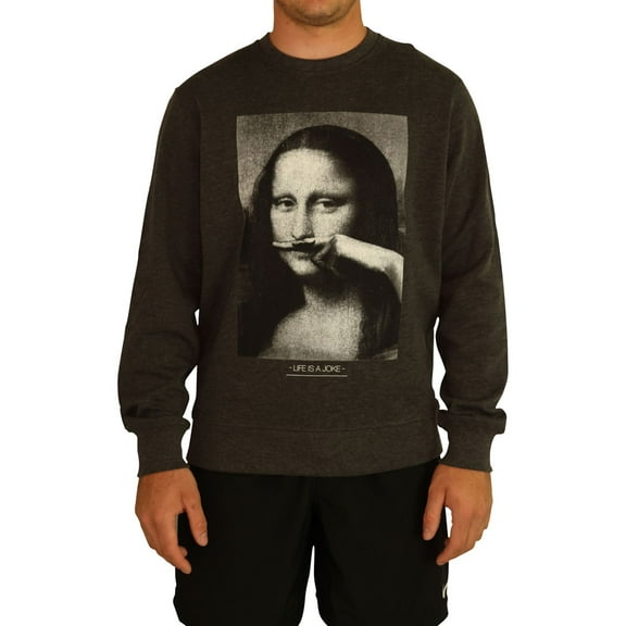 Elevenparis Mens Mona Mustache Sweatshirt, Grey, Large