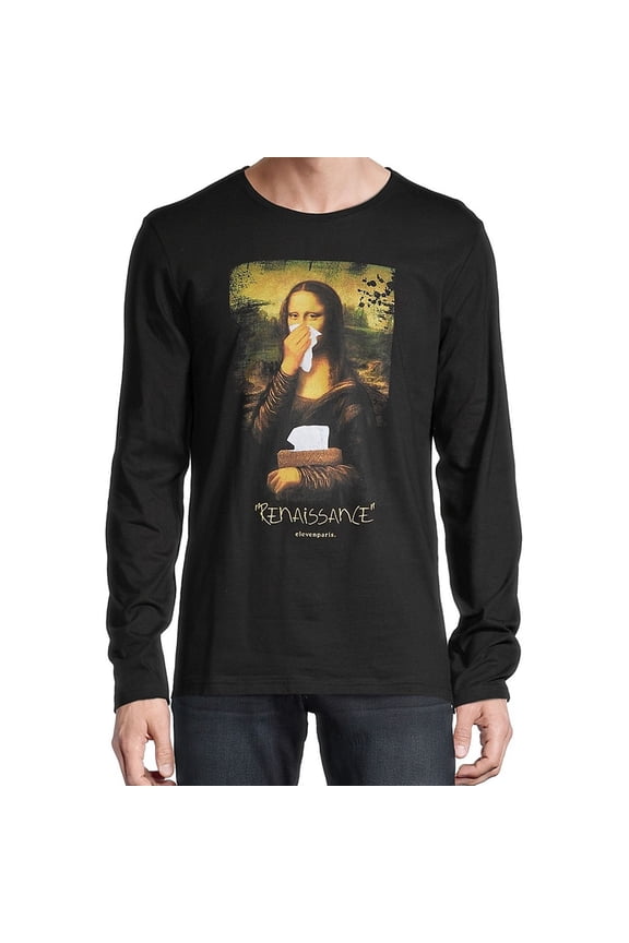 Elevenparis Mens Mona Sneeza Graphic T-Shirt, Black, X-Large