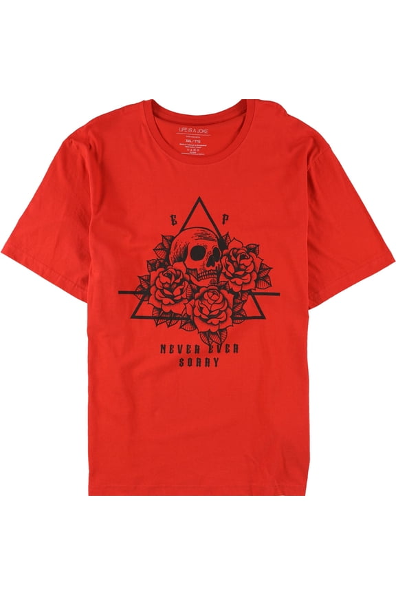 Elevenparis Mens Never Ever Sorry Graphic T-Shirt, Red, Medium