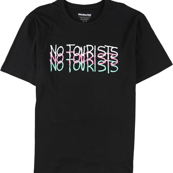 Elevenparis Mens No Tourists Graphic T-Shirt, Black, Medium