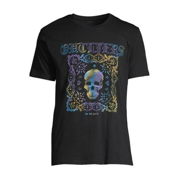 Elevenparis Mens Outliers Skull Graphic T-Shirt, Black, X-Large