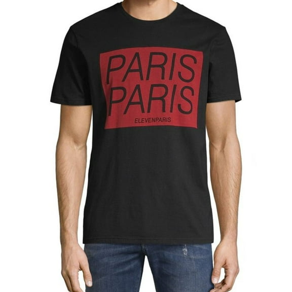 Elevenparis Mens Paris Paris Graphic T-Shirt, Black, Large
