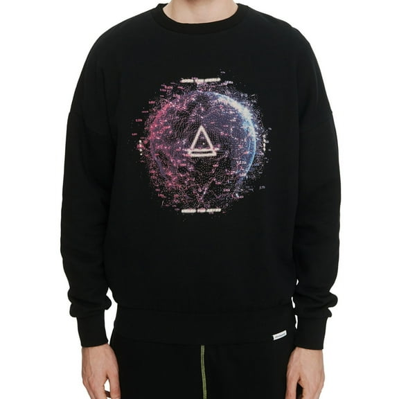 Elevenparis Mens Planet Print Sweatshirt, Black, XX-Large