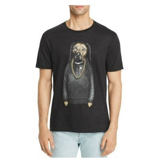 Elevenparis Mens Rap Dog Graphic T-Shirt, Black, Medium