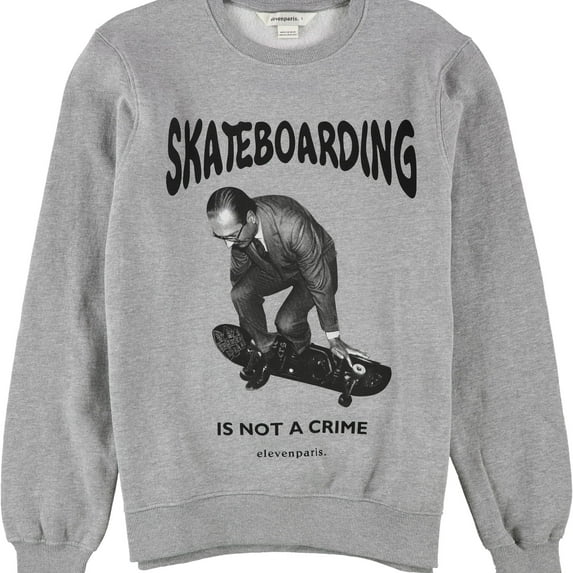 Elevenparis Mens Skateboarding Sweatshirt, Grey, Small