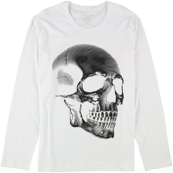 Elevenparis Mens Skull Graphic T-Shirt, White, Medium