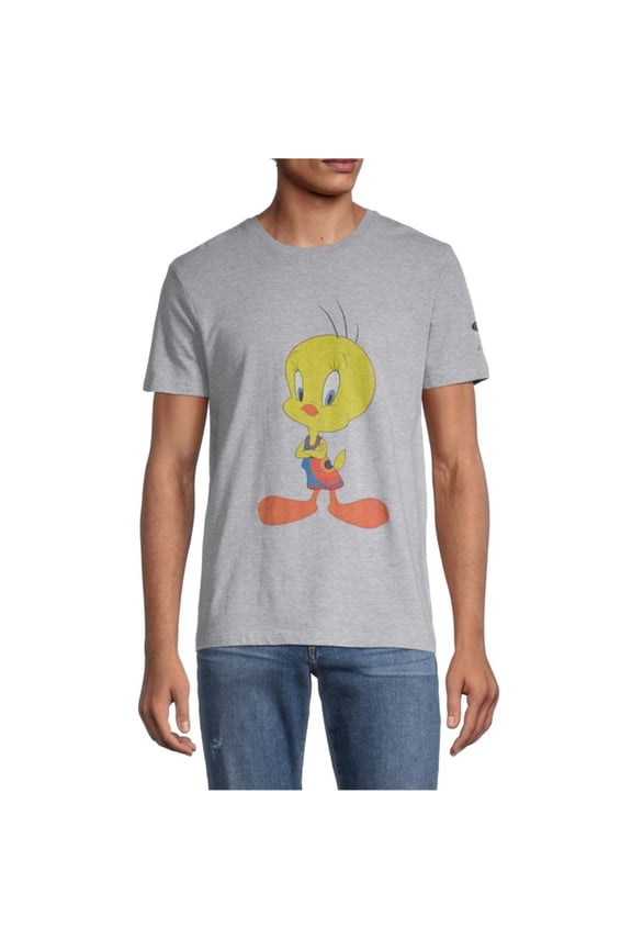 Elevenparis Mens Space Jam Tweety Graphic T-Shirt, Grey, Medium