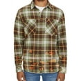 thumbnail image 1 of Elevenparis Mens Splattered Plaid Button Up Shirt, Green, Large, 1 of 2
