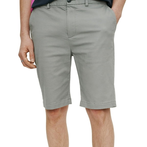 Elevenparis Mens Stretch Cotton Dress Chino Shorts, Grey, 32