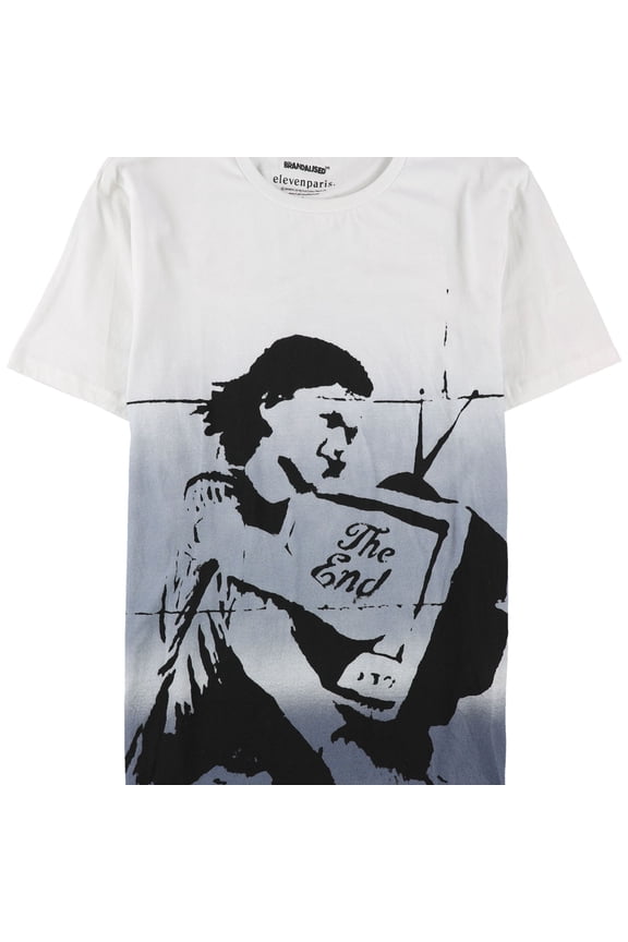 Elevenparis Mens The End Graphic T-Shirt, White, Large