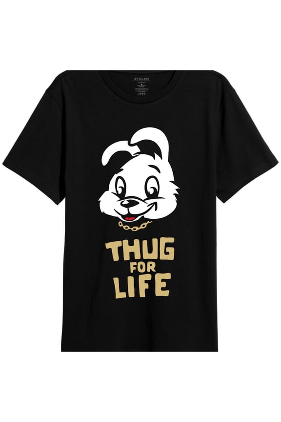 Elevenparis Mens Thug For Life Graphic T-Shirt, Black, Small