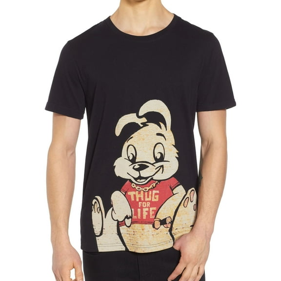 Elevenparis Mens Thug For Life Graphic T-Shirt, Black, X-Large