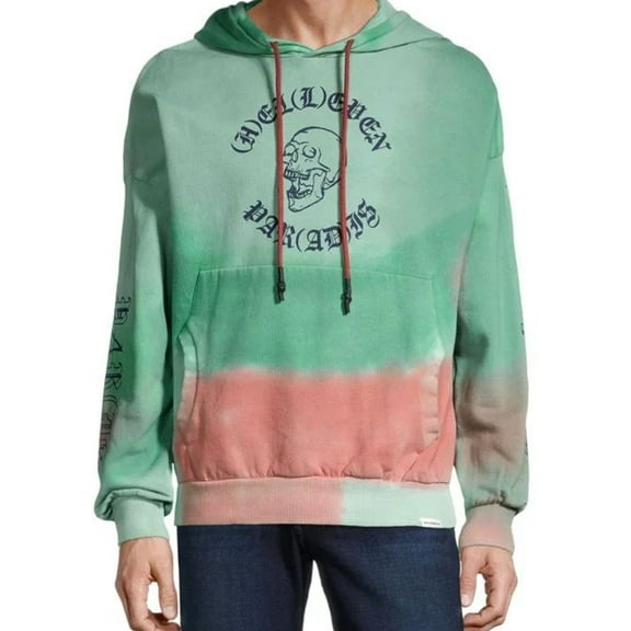 Elevenparis Mens Tie Dye Hoodie Sweatshirt, Green, X-Large