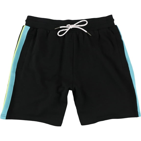 Elevenparis Mens Track Stripe Casual Walking Shorts, Black, Small