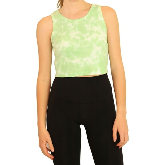 Elevenparis Womens Cropped Ribbed Tank Top, Green, Medium