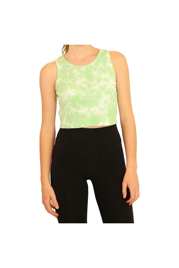Elevenparis Womens Cropped Ribbed Tank Top, Green, X-Small