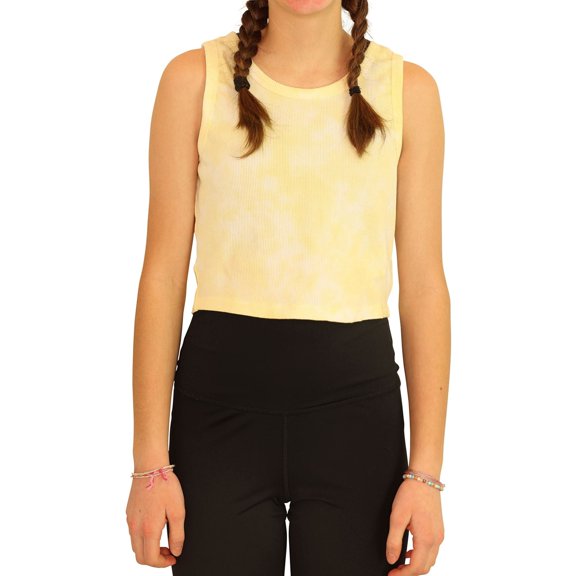 Elevenparis Womens Cropped Ribbed Tank Top, Yellow, Large