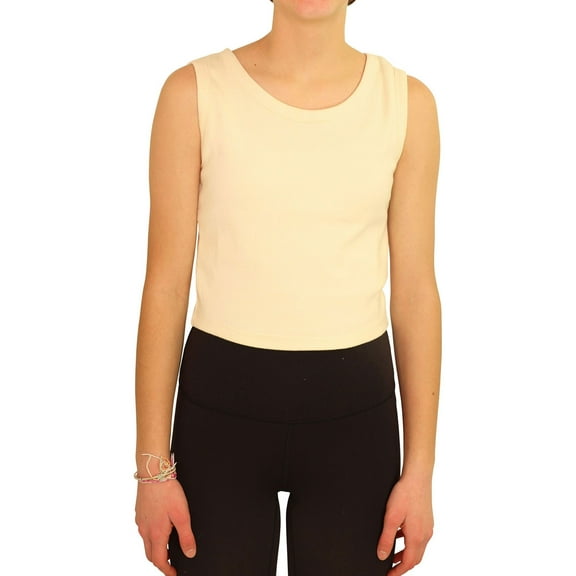 Elevenparis Womens Cropped Tank Top, Off-White, Large