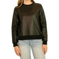 thumbnail image 1 of Elevenparis Womens Faux Leather Sweatshirt, Black, Small, 1 of 4