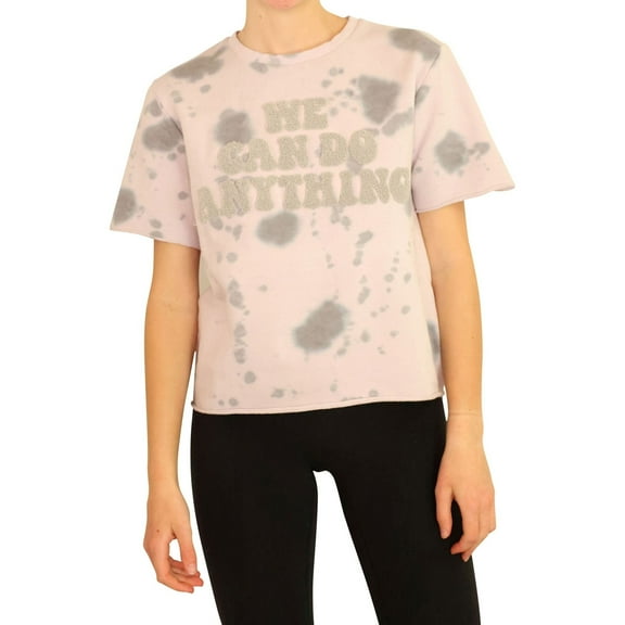 Elevenparis Womens French Terry Crop Embellished T-Shirt, Purple, X-Small