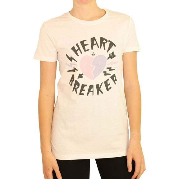 Elevenparis Womens Heart Breaker Graphic T-Shirt, White, X-Large