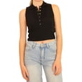 thumbnail image 1 of Elevenparis Womens Snap Front Cropped Tank Top, Black, Large, 1 of 5
