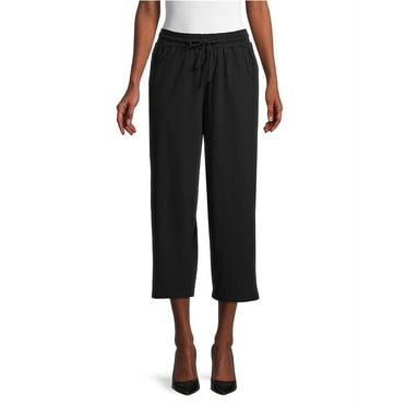 Elevenparis Womens Wide-Leg Casual Cropped Pants, Black, X-Small