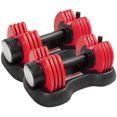 Elevens 50 Lb. Adjustable Dumbbells Fast Adjusting Dial Weights