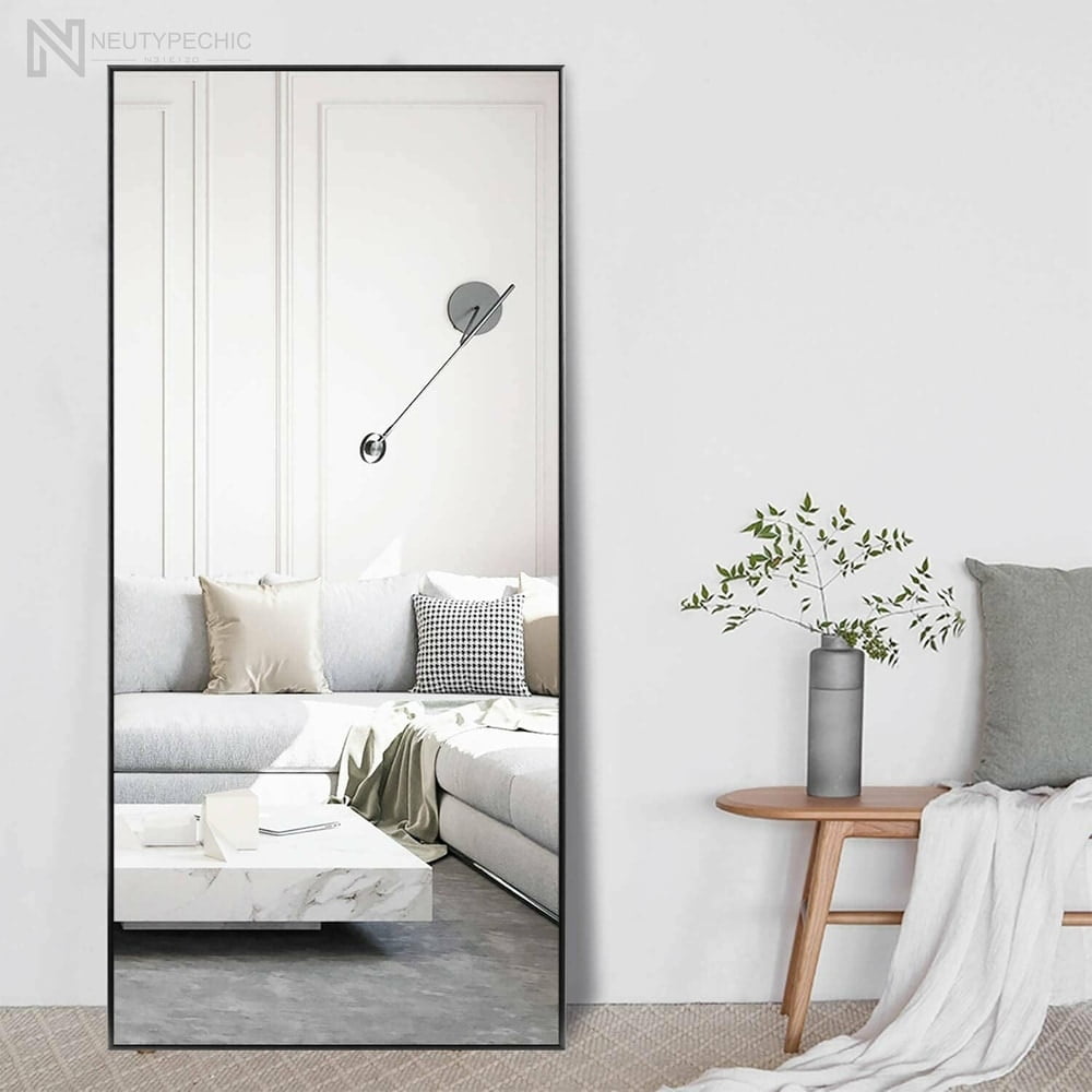 Elevens 59" x 36" Black Full Length Floor Mirror Large Rectangle Wall